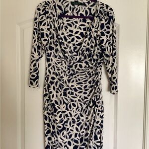 Ralph Lauren Navy and White Long Sleeve Dress